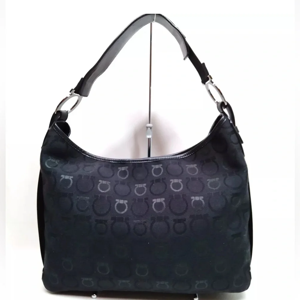 Salvatore Ferragamo Gancini Canvas Shoulder Bag